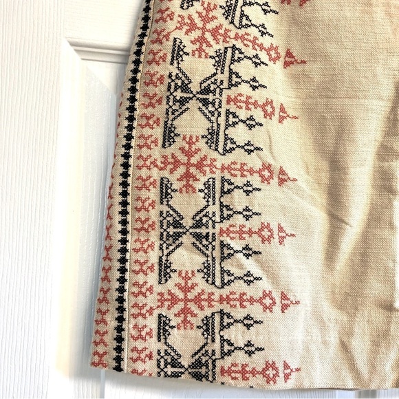 Ann Taylor Loft Tan Embroidered Aztec Boho Linen Skirt women’s size 4 - Picture 4 of 9